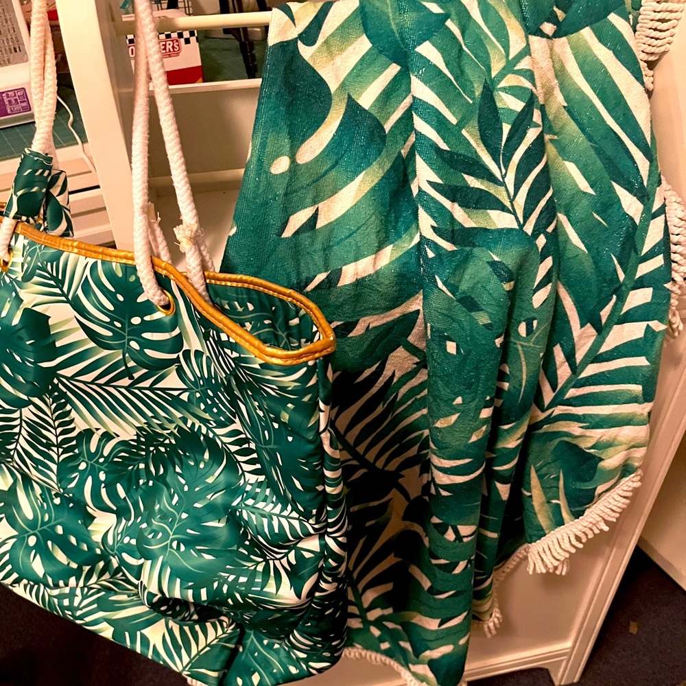 Summer Tote & Beach Towel Tropical 40”